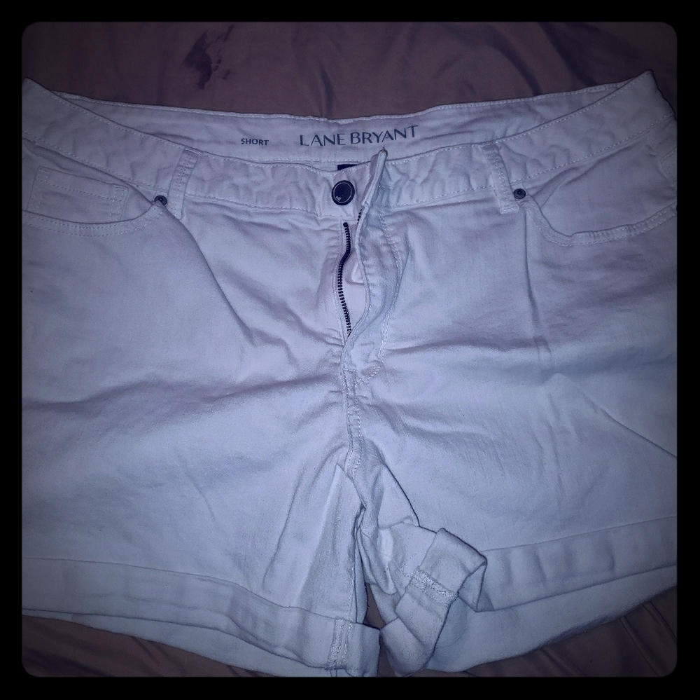 Lane Bryant white denim shorts